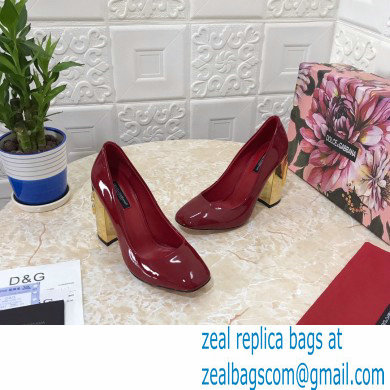 Dolce  &  Gabbana Heel 10.5cm Patent Leather Pumps Red with DG Karol Heel 2021